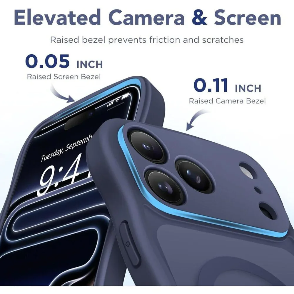 Women Dark Blue Iphone 17 Pro Max Case Full Camera Protection Mag Safe